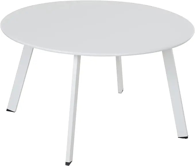 Round Steel Patio Coffee Table, Modern 27.5-Inch Weather Resistant