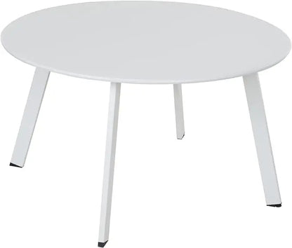 Round Steel Patio Coffee Table, Modern 27.5-Inch Weather Resistant