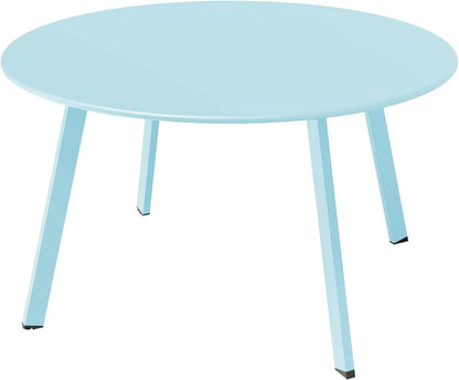 Round Steel Patio Coffee Table, Modern 27.5-Inch Weather Resistant