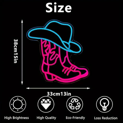Cowboy Boots and Hats Neon Sign LED