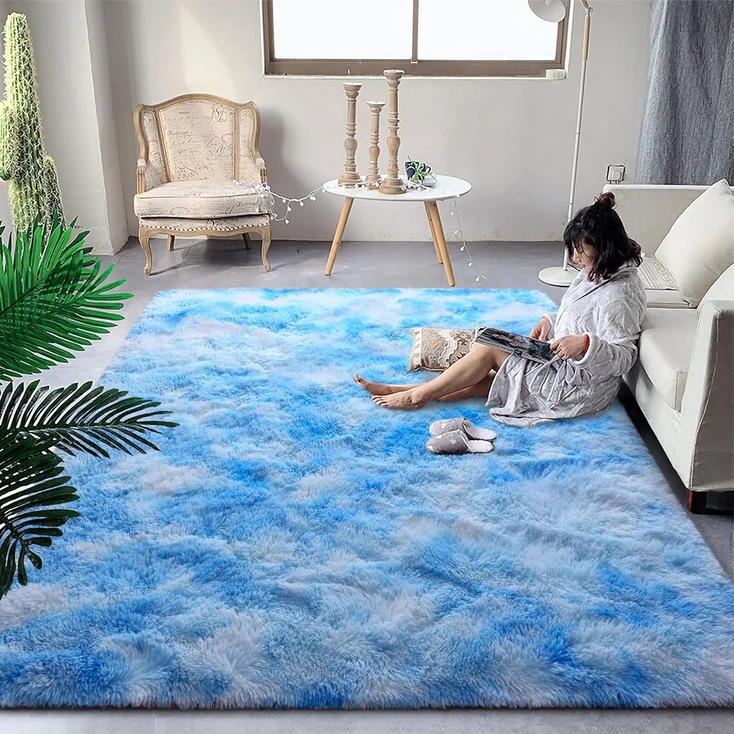 Soft Fluffy Rainbow Rugs for Girls Bedroom