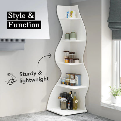 Modern 5-Tier Wall Corner Bookshelf,