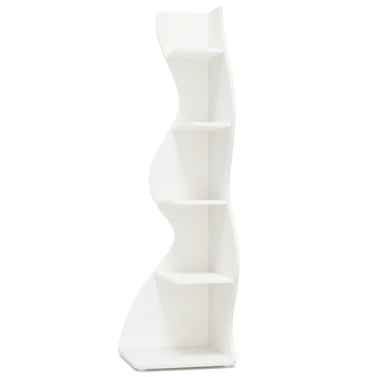 Modern 5-Tier Wall Corner Bookshelf,