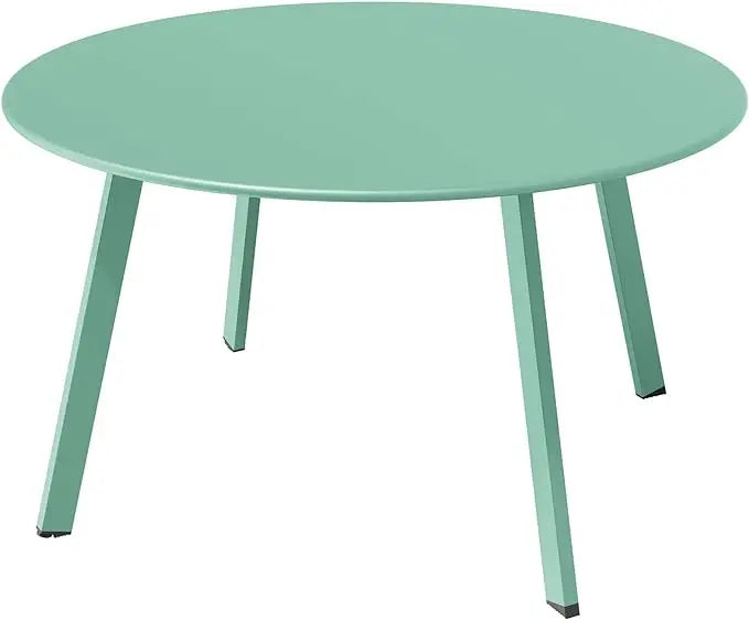 Round Steel Patio Coffee Table, Modern 27.5-Inch Weather Resistant
