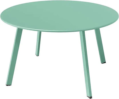 Round Steel Patio Coffee Table, Modern 27.5-Inch Weather Resistant